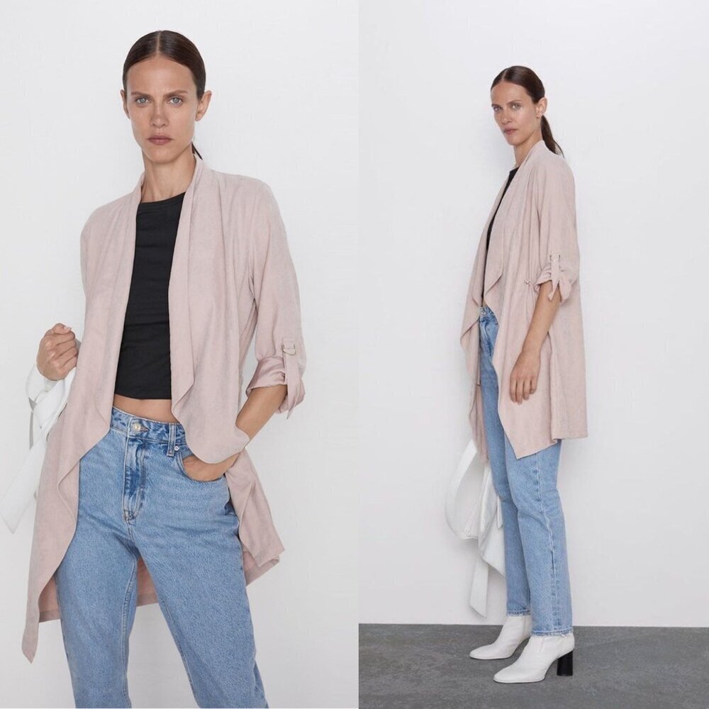 Zara Light Pink Open front Duster Light Jacket Size S